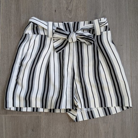 Striped Black and White Dress Shorts - Picture 1 of 3